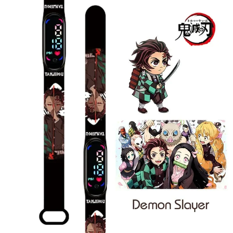 Neue elektronische LED-Uhr von Demon Slayer: Kimetsu No Yaiba, Anime-Figur, Digitaluhr, bedrucktes Silikonarmband, Kindergeburtstagsgeschenke