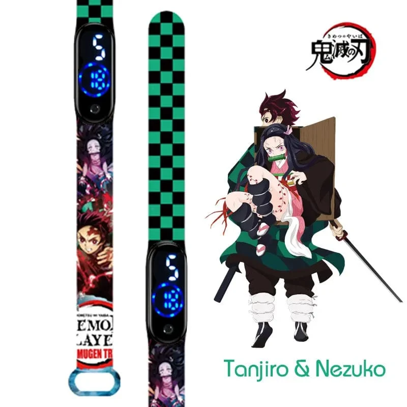 Neue elektronische LED-Uhr von Demon Slayer: Kimetsu No Yaiba, Anime-Figur, Digitaluhr, bedrucktes Silikonarmband, Kindergeburtstagsgeschenke