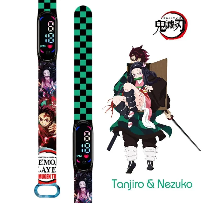 Neue elektronische LED-Uhr von Demon Slayer: Kimetsu No Yaiba, Anime-Figur, Digitaluhr, bedrucktes Silikonarmband, Kindergeburtstagsgeschenke