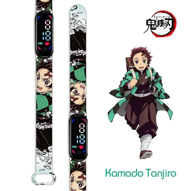 Neue elektronische LED-Uhr von Demon Slayer: Kimetsu No Yaiba, Anime-Figur, Digitaluhr, bedrucktes Silikonarmband, Kindergeburtstagsgeschenke