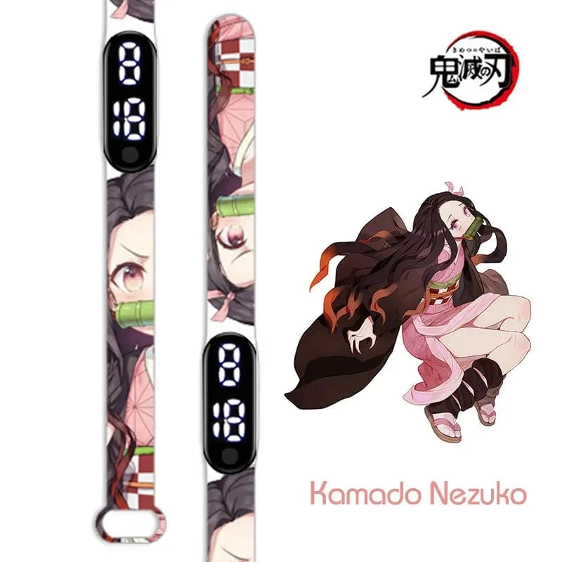 Neue elektronische LED-Uhr von Demon Slayer: Kimetsu No Yaiba, Anime-Figur, Digitaluhr, bedrucktes Silikonarmband, Kindergeburtstagsgeschenke
