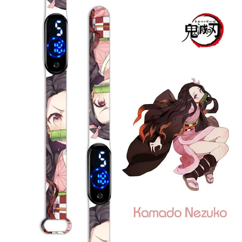 Neue elektronische LED-Uhr von Demon Slayer: Kimetsu No Yaiba, Anime-Figur, Digitaluhr, bedrucktes Silikonarmband, Kindergeburtstagsgeschenke