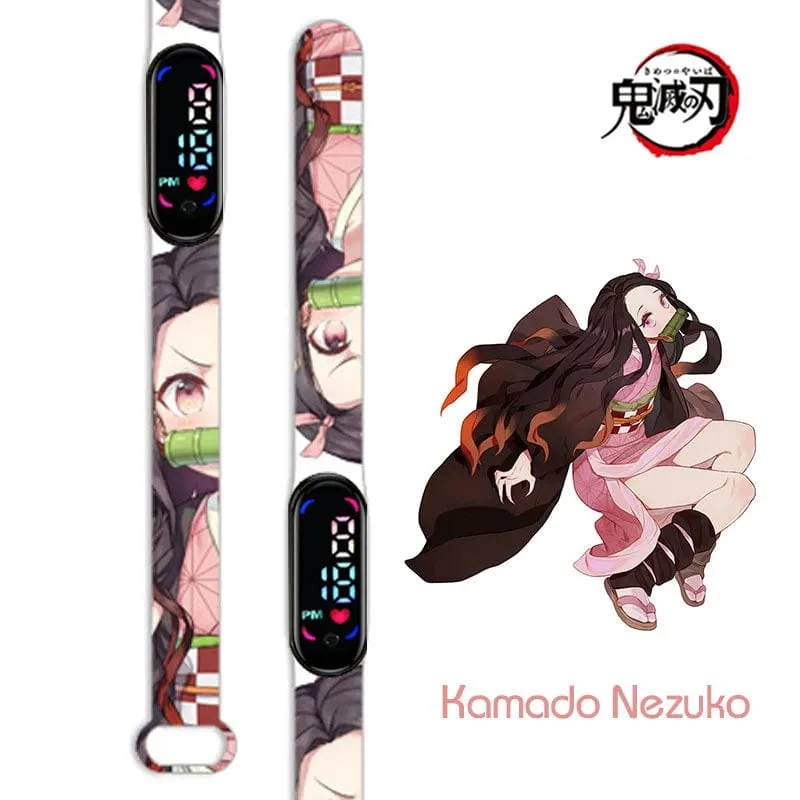 Neue elektronische LED-Uhr von Demon Slayer: Kimetsu No Yaiba, Anime-Figur, Digitaluhr, bedrucktes Silikonarmband, Kindergeburtstagsgeschenke