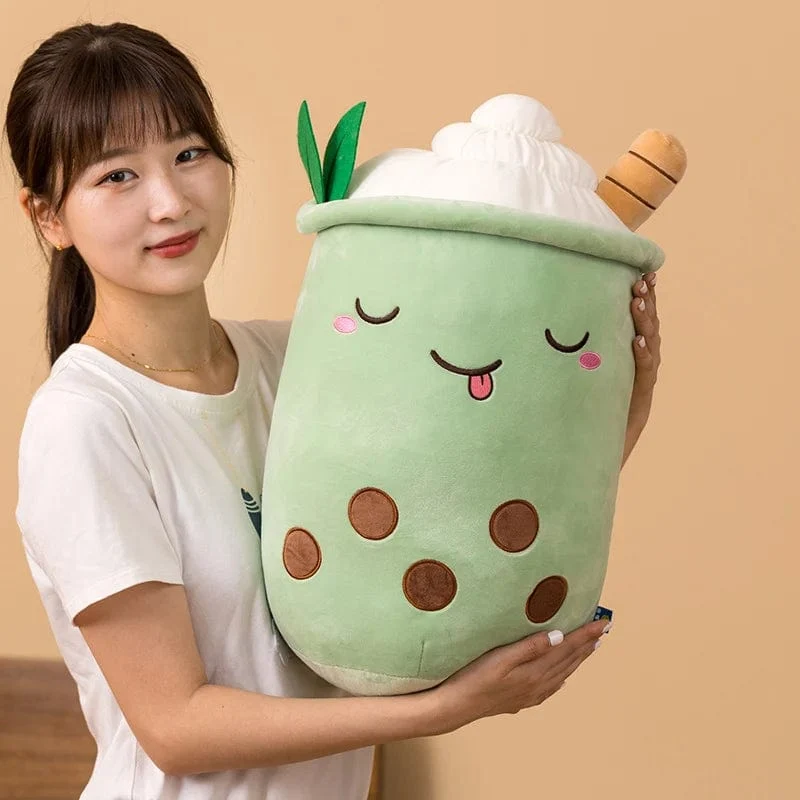 Neue Ankunft Cartoon Obst Bubble Tea Cup Plüschtiere Real Life Boba Food mit Saugnapf Kissen Gefüllte weiche Umarmung Kissen Dekor