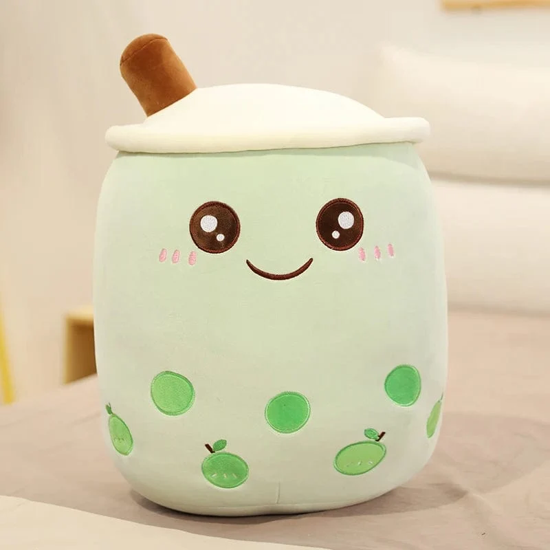 Neue Ankunft Cartoon Obst Bubble Tea Cup Plüschtiere Real Life Boba Food mit Saugnapf Kissen Gefüllte weiche Umarmung Kissen Dekor
