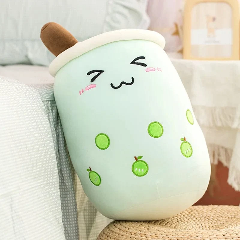 Neue Ankunft Cartoon Obst Bubble Tea Cup Plüschtiere Real Life Boba Food mit Saugnapf Kissen Gefüllte weiche Umarmung Kissen Dekor