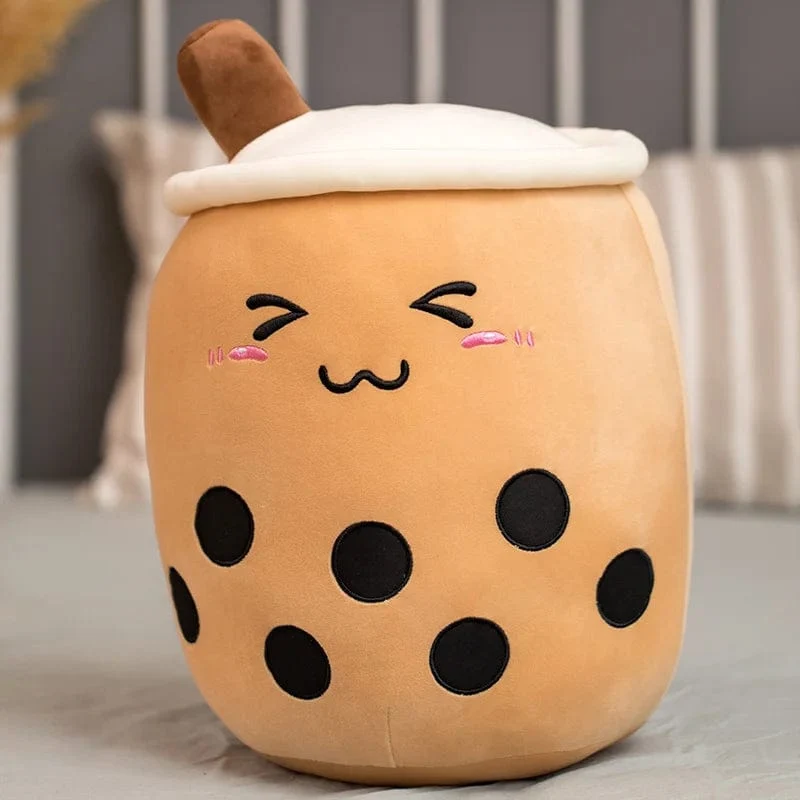 Neue Ankunft Cartoon Obst Bubble Tea Cup Plüschtiere Real Life Boba Food mit Saugnapf Kissen Gefüllte weiche Umarmung Kissen Dekor