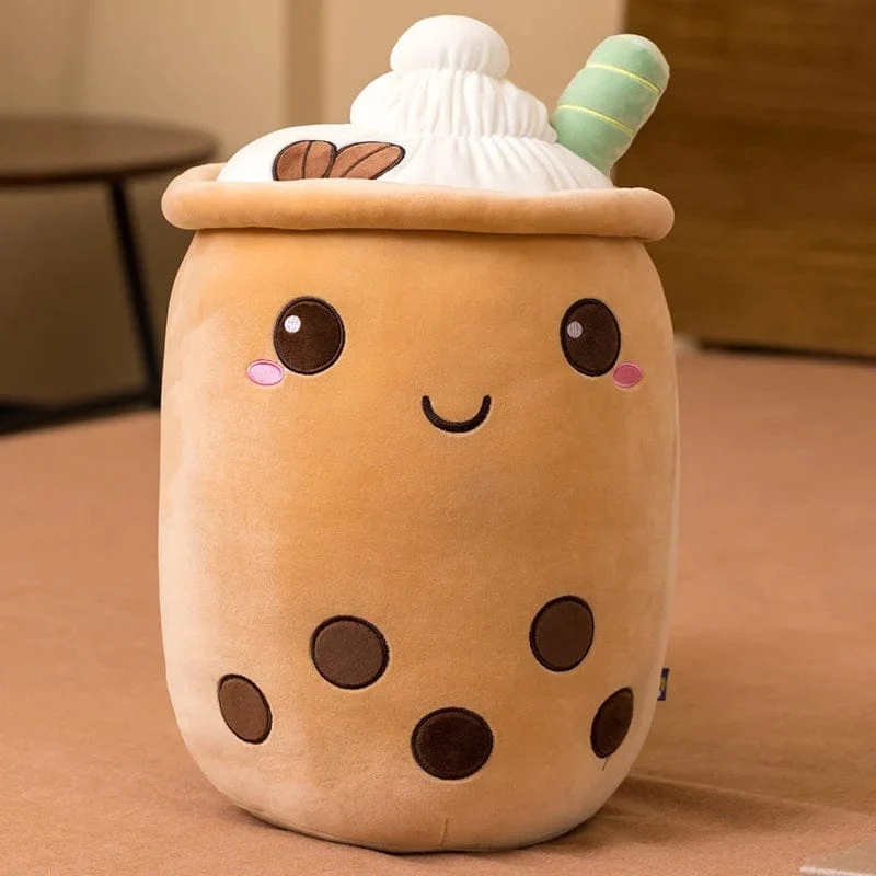 Neue Ankunft Cartoon Obst Bubble Tea Cup Plüschtiere Real Life Boba Food mit Saugnapf Kissen Gefüllte weiche Umarmung Kissen Dekor