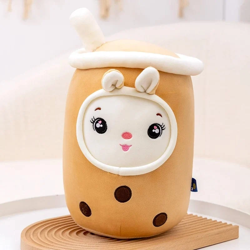 Neue Ankunft Cartoon Obst Bubble Tea Cup Plüschtiere Real Life Boba Food mit Saugnapf Kissen Gefüllte weiche Umarmung Kissen Dekor