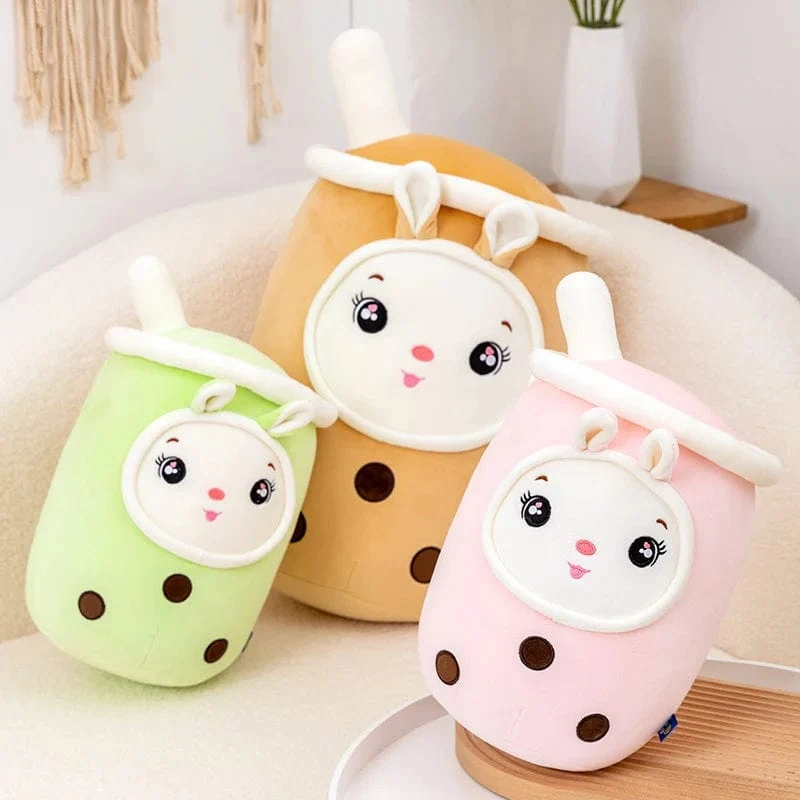 Neue Ankunft Cartoon Obst Bubble Tea Cup Plüschtiere Real Life Boba Food mit Saugnapf Kissen Gefüllte weiche Umarmung Kissen Dekor