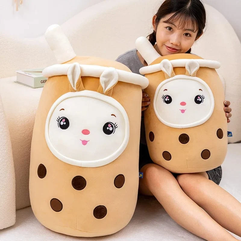 Neue Ankunft Cartoon Obst Bubble Tea Cup Plüschtiere Real Life Boba Food mit Saugnapf Kissen Gefüllte weiche Umarmung Kissen Dekor
