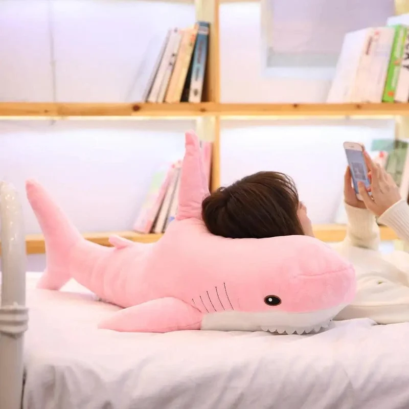 140CM Große Weiche Simulation Niedlichen Hai Plüsch Spielzeug Kawaii Gefüllte Kinder Kinder Jungen Mädchen Schöne Tier Kissen für Geburtstag Geschenke