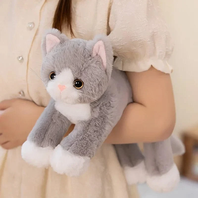 47CM Niedlich Simulierte Katze Puppe Plüsch Spielzeug Gefüllte Weiche Tier Plüsch weiß Grau Kätzchen Kissen Kinder Mädchen Geburtstag Geschenk Haustier Spielzeug Deco