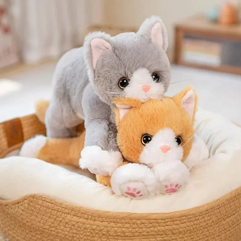 47CM Niedlich Simulierte Katze Puppe Plüsch Spielzeug Gefüllte Weiche Tier Plüsch weiß Grau Kätzchen Kissen Kinder Mädchen Geburtstag Geschenk Haustier Spielzeug Deco