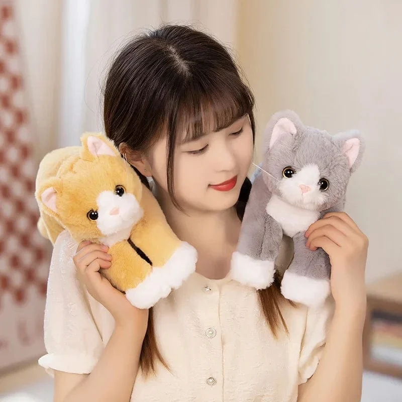 47CM Niedlich Simulierte Katze Puppe Plüsch Spielzeug Gefüllte Weiche Tier Plüsch weiß Grau Kätzchen Kissen Kinder Mädchen Geburtstag Geschenk Haustier Spielzeug Deco