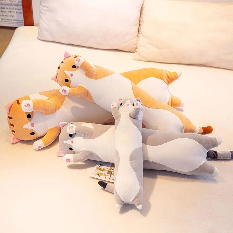 50-130CM süßes weiches langes Katzenkissen für den Freund, Plüschspielzeug, ausgestopftes Pausen-/Schlaf-/Schlafkissen, Geschenkpuppe für Kinder und Mädchen
