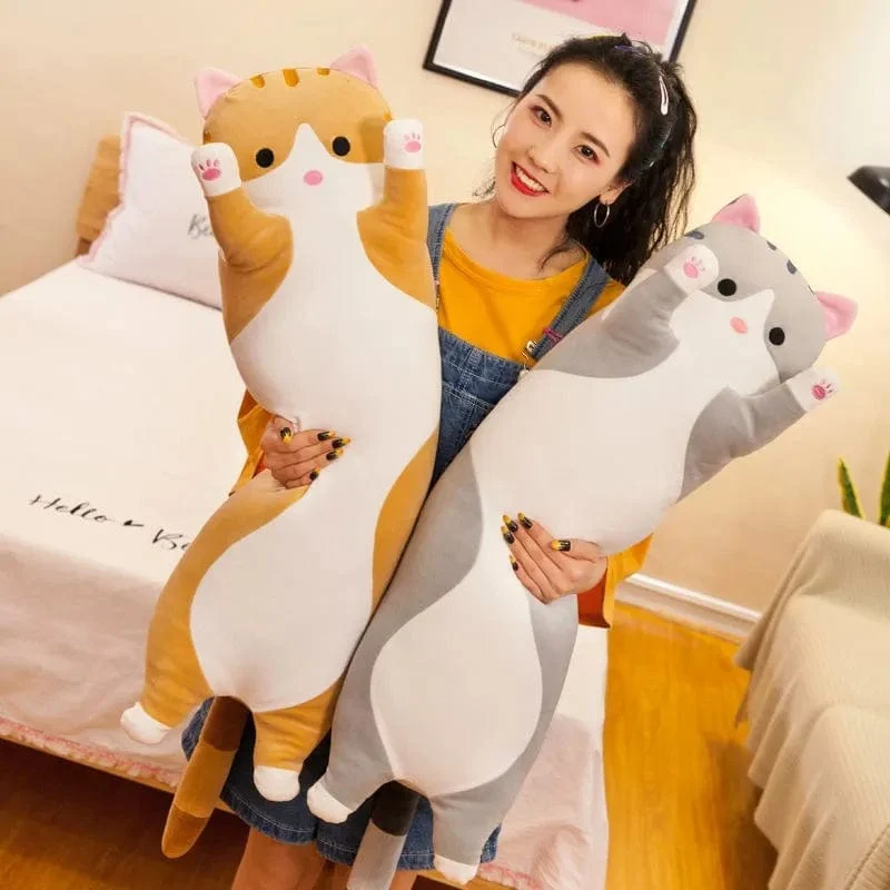 50-130CM süßes weiches langes Katzenkissen für den Freund, Plüschspielzeug, ausgestopftes Pausen-/Schlaf-/Schlafkissen, Geschenkpuppe für Kinder und Mädchen