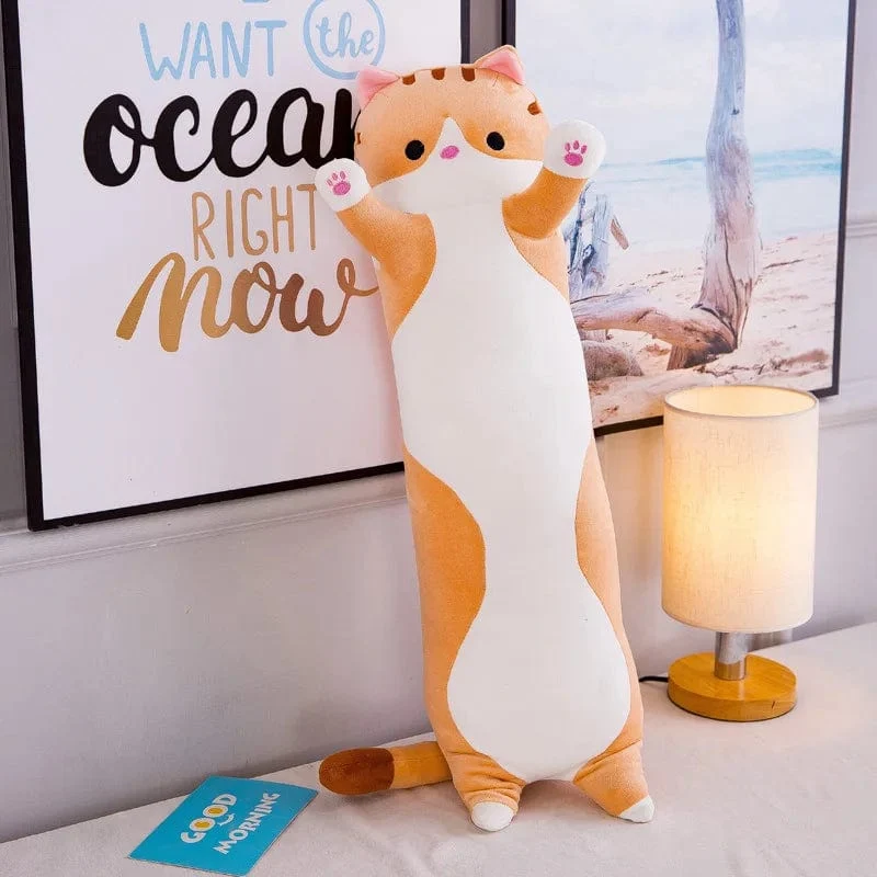 50-130CM süßes weiches langes Katzenkissen für den Freund, Plüschspielzeug, ausgestopftes Pausen-/Schlaf-/Schlafkissen, Geschenkpuppe für Kinder und Mädchen