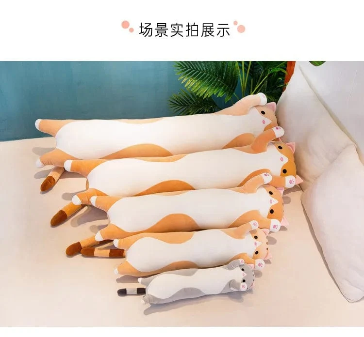 50-130CM süßes weiches langes Katzenkissen für den Freund, Plüschspielzeug, ausgestopftes Pausen-/Schlaf-/Schlafkissen, Geschenkpuppe für Kinder und Mädchen