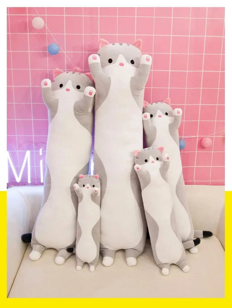 50-130CM süßes weiches langes Katzenkissen für den Freund, Plüschspielzeug, ausgestopftes Pausen-/Schlaf-/Schlafkissen, Geschenkpuppe für Kinder und Mädchen