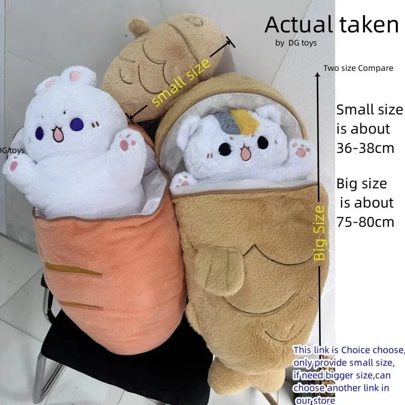 1 Stück 40/60/80cm Kawaii Japan Taiyaki Katze Plüschtier Anime Figur Katze versteckt sich in Kissentasche Fähre Tiere Plüschtier Dekokissen
