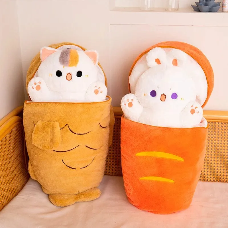 1 Stück 40/60/80cm Kawaii Japan Taiyaki Katze Plüschtier Anime Figur Katze versteckt sich in Kissentasche Fähre Tiere Plüschtier Dekokissen