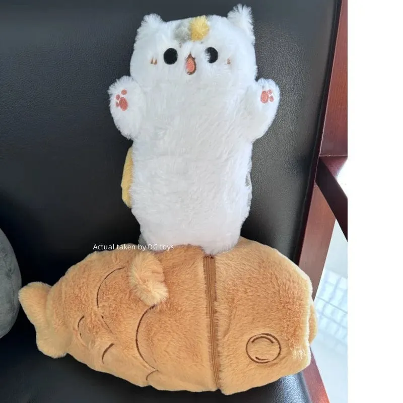 1 Stück 40/60/80cm Kawaii Japan Taiyaki Katze Plüschtier Anime Figur Katze versteckt sich in Kissentasche Fähre Tiere Plüschtier Dekokissen