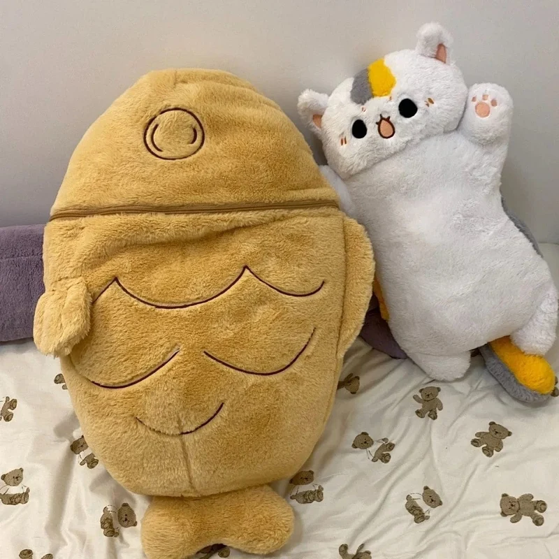 1 Stück 40/60/80cm Kawaii Japan Taiyaki Katze Plüschtier Anime Figur Katze versteckt sich in Kissentasche Fähre Tiere Plüschtier Dekokissen