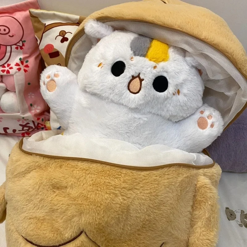 1 Stück 40/60/80cm Kawaii Japan Taiyaki Katze Plüschtier Anime Figur Katze versteckt sich in Kissentasche Fähre Tiere Plüschtier Dekokissen