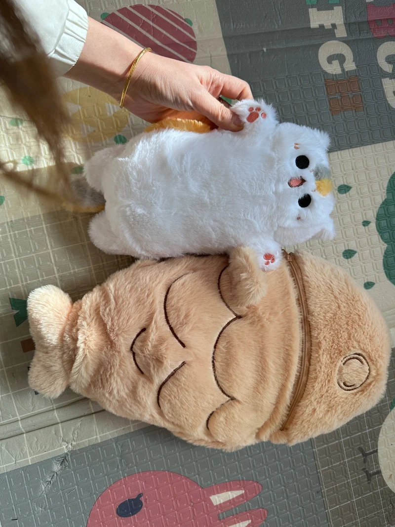 1 Stück 40/60/80cm Kawaii Japan Taiyaki Katze Plüschtier Anime Figur Katze versteckt sich in Kissentasche Fähre Tiere Plüschtier Dekokissen