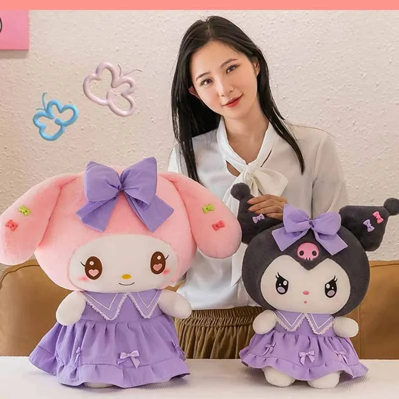 30 cm/40 cm süße Melodie Puppe Kuromi Plüsch Spielzeug Sanrio Mädchen Schlafbett Cartoon Kissen Geschenk für beste Freundin