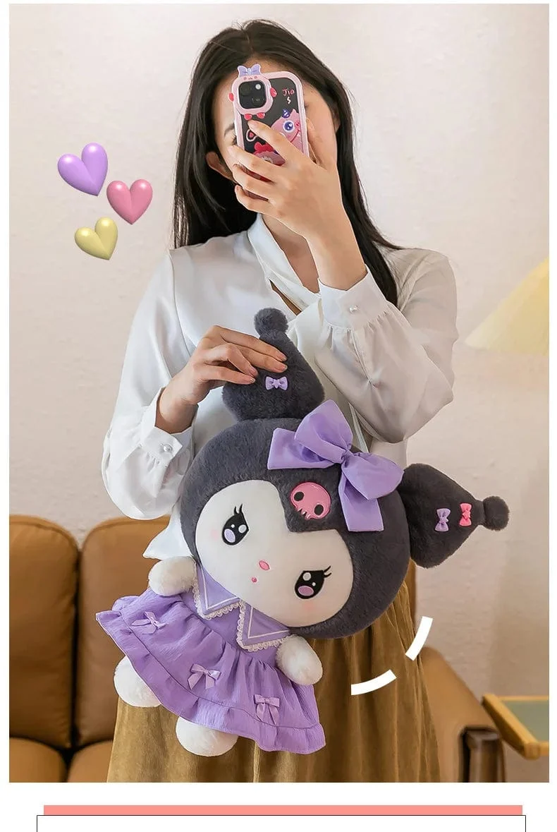 30 cm/40 cm süße Melodie Puppe Kuromi Plüsch Spielzeug Sanrio Mädchen Schlafbett Cartoon Kissen Geschenk für beste Freundin