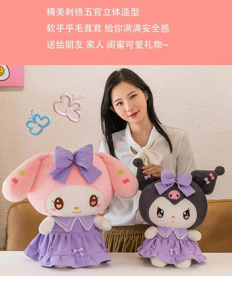 30 cm/40 cm süße Melodie Puppe Kuromi Plüsch Spielzeug Sanrio Mädchen Schlafbett Cartoon Kissen Geschenk für beste Freundin