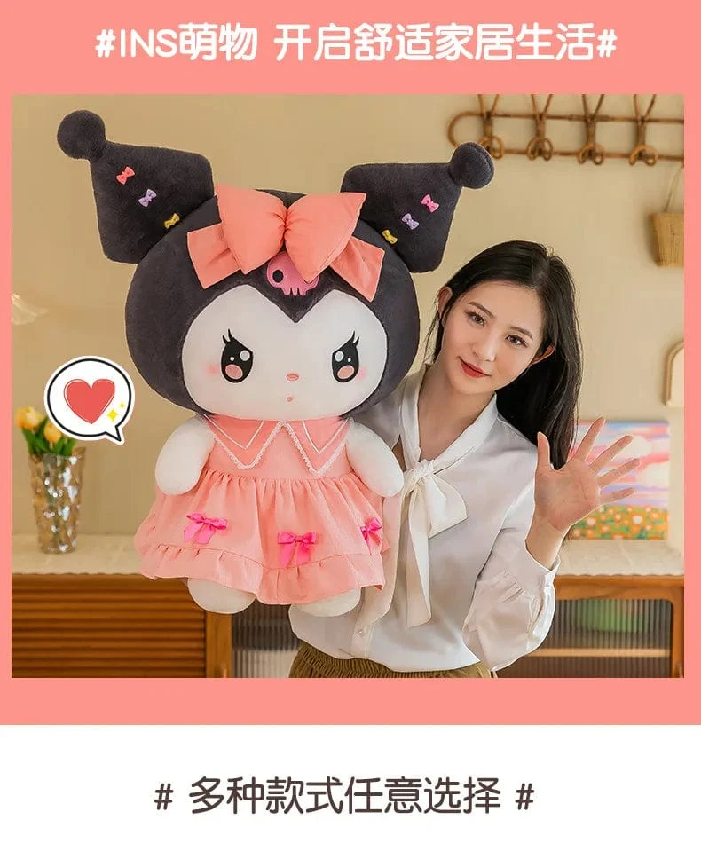 30 cm/40 cm süße Melodie Puppe Kuromi Plüsch Spielzeug Sanrio Mädchen Schlafbett Cartoon Kissen Geschenk für beste Freundin