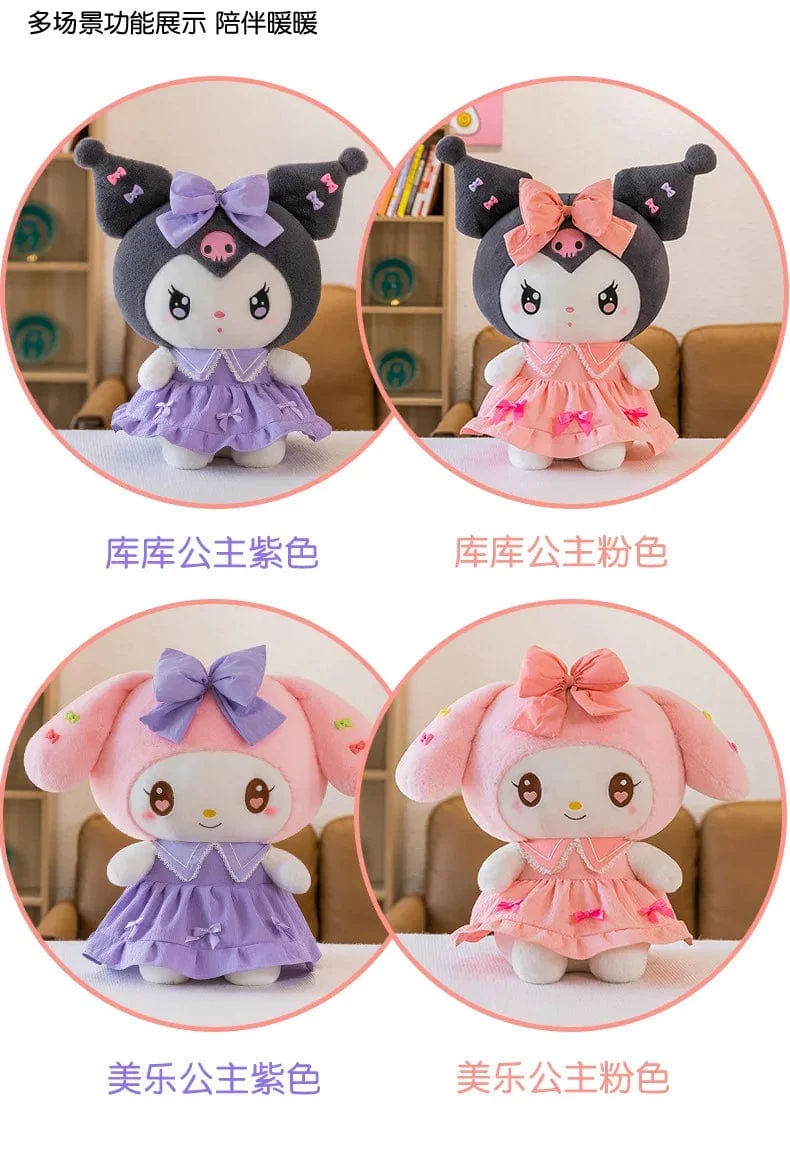 30 cm/40 cm süße Melodie Puppe Kuromi Plüsch Spielzeug Sanrio Mädchen Schlafbett Cartoon Kissen Geschenk für beste Freundin