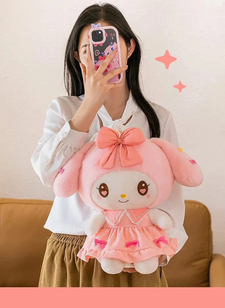 30 cm/40 cm süße Melodie Puppe Kuromi Plüsch Spielzeug Sanrio Mädchen Schlafbett Cartoon Kissen Geschenk für beste Freundin