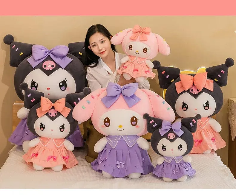 30 cm/40 cm süße Melodie Puppe Kuromi Plüsch Spielzeug Sanrio Mädchen Schlafbett Cartoon Kissen Geschenk für beste Freundin
