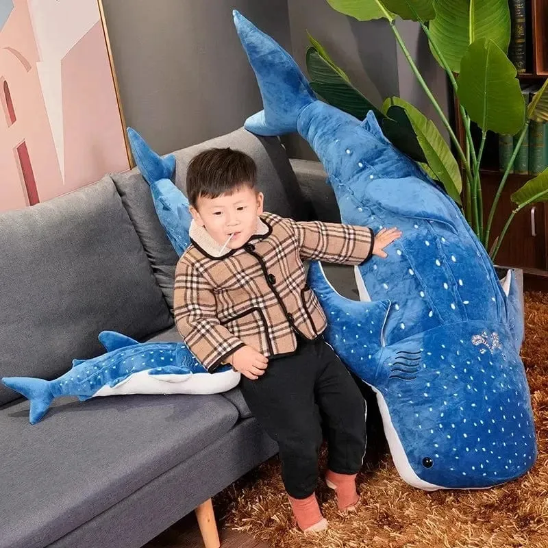 50/100CM Neue Cartoon Blau Shark Gefüllte Plüsch Spielzeug Große Fische Whale Baby Weiche Tier Kissen Puppen Kinder geburtstag Geschenke
