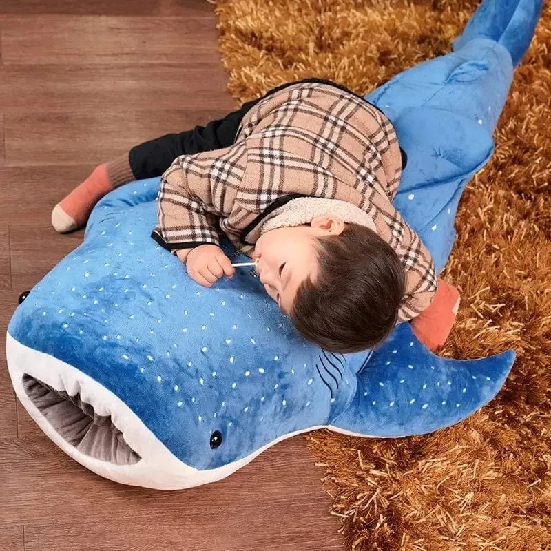 50/100CM Neue Cartoon Blau Shark Gefüllte Plüsch Spielzeug Große Fische Whale Baby Weiche Tier Kissen Puppen Kinder geburtstag Geschenke
