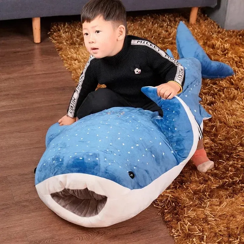 50/100CM Neue Cartoon Blau Shark Gefüllte Plüsch Spielzeug Große Fische Whale Baby Weiche Tier Kissen Puppen Kinder geburtstag Geschenke