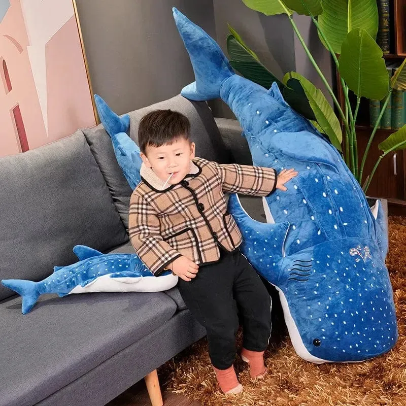 50/100CM Neue Cartoon Blau Shark Gefüllte Plüsch Spielzeug Große Fische Whale Baby Weiche Tier Kissen Puppen Kinder geburtstag Geschenke