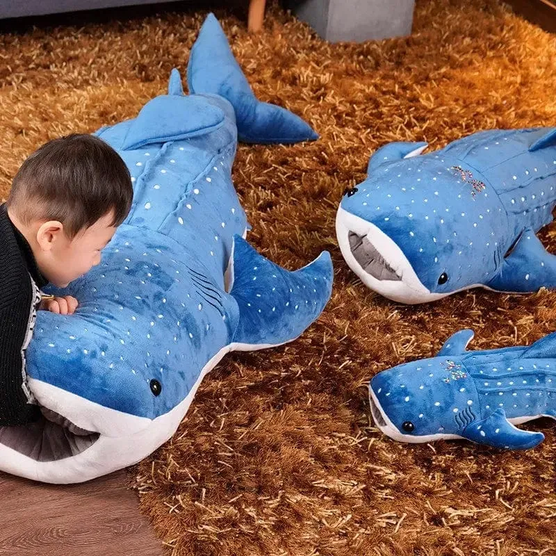 50/100CM Neue Cartoon Blau Shark Gefüllte Plüsch Spielzeug Große Fische Whale Baby Weiche Tier Kissen Puppen Kinder geburtstag Geschenke