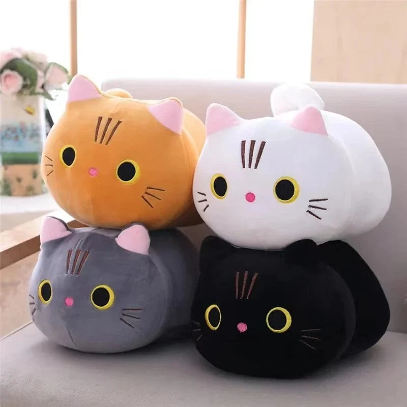 25CM Schöne Cartoon Katze Puppen Gefüllte Weiche Tier Kätzchen Plüsch Kissen Spielzeug Kawaii Weiß Schwarz Katze Geschenk für Jungen Mädchen