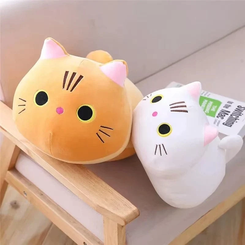 25CM Schöne Cartoon Katze Puppen Gefüllte Weiche Tier Kätzchen Plüsch Kissen Spielzeug Kawaii Weiß Schwarz Katze Geschenk für Jungen Mädchen