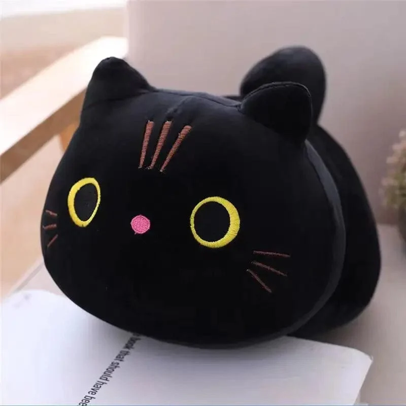 25CM Schöne Cartoon Katze Puppen Gefüllte Weiche Tier Kätzchen Plüsch Kissen Spielzeug Kawaii Weiß Schwarz Katze Geschenk für Jungen Mädchen