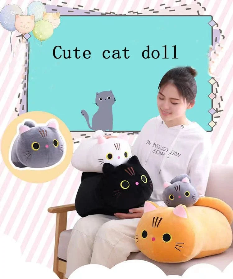 25CM Schöne Cartoon Katze Puppen Gefüllte Weiche Tier Kätzchen Plüsch Kissen Spielzeug Kawaii Weiß Schwarz Katze Geschenk für Jungen Mädchen