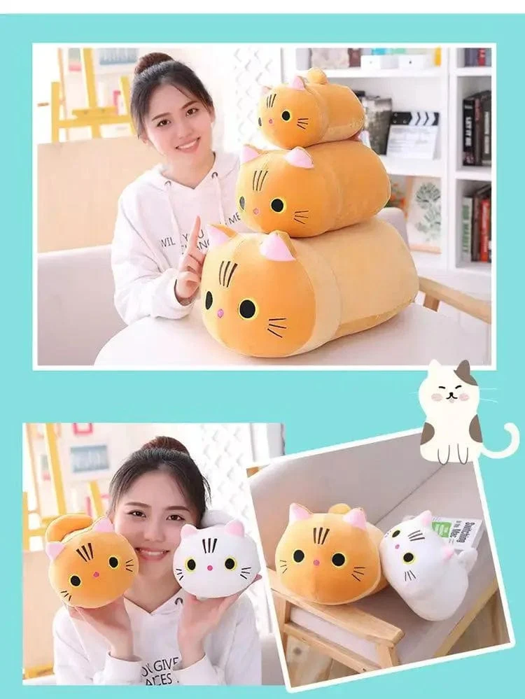 25CM Schöne Cartoon Katze Puppen Gefüllte Weiche Tier Kätzchen Plüsch Kissen Spielzeug Kawaii Weiß Schwarz Katze Geschenk für Jungen Mädchen