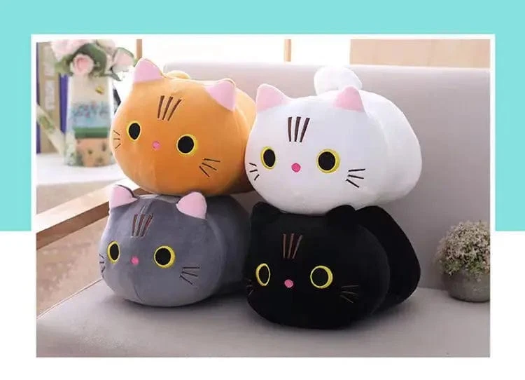 25CM Schöne Cartoon Katze Puppen Gefüllte Weiche Tier Kätzchen Plüsch Kissen Spielzeug Kawaii Weiß Schwarz Katze Geschenk für Jungen Mädchen