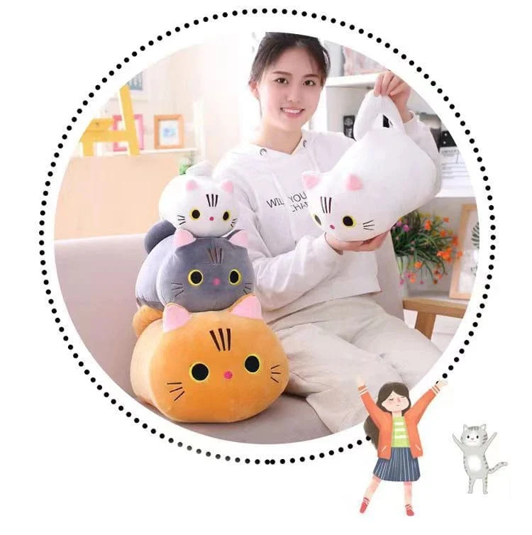 25CM Schöne Cartoon Katze Puppen Gefüllte Weiche Tier Kätzchen Plüsch Kissen Spielzeug Kawaii Weiß Schwarz Katze Geschenk für Jungen Mädchen