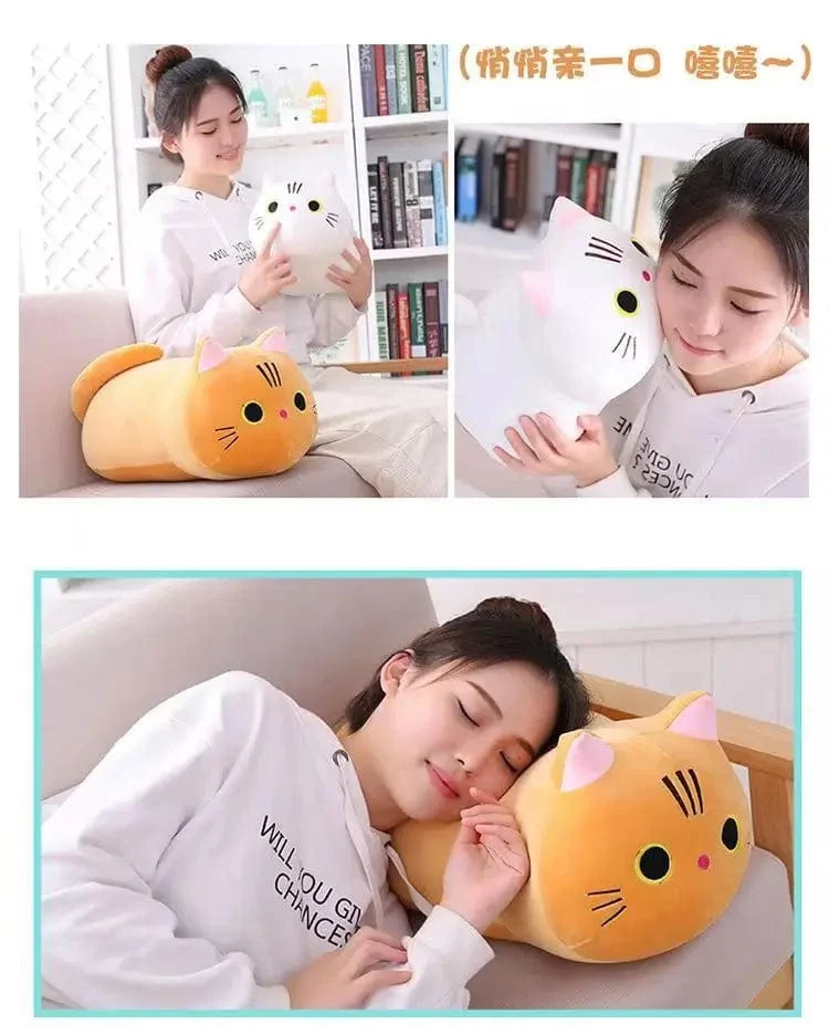 25CM Schöne Cartoon Katze Puppen Gefüllte Weiche Tier Kätzchen Plüsch Kissen Spielzeug Kawaii Weiß Schwarz Katze Geschenk für Jungen Mädchen